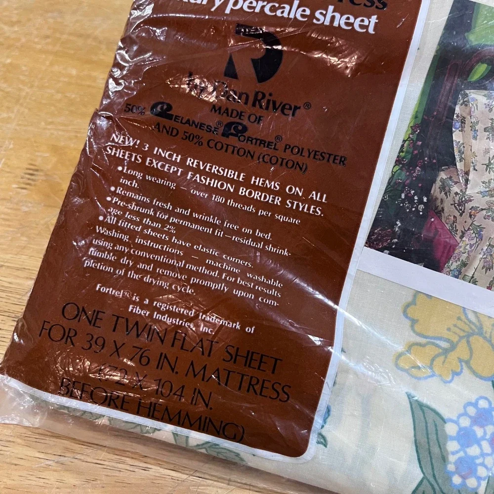 Vtg Dan River Tranquale Serenade Floral Twin Flat Sheet Cottagecore‎ 70s NEW